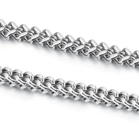 Cadena Franco de Acero Inoxidable Color Plata Tejido Cuadrado Accesorio DIY para Fabricación de Collares Pulseras Joyería