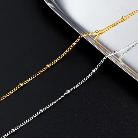 Stainless Steel Satellite Chain With Small Beads For DIY Jewelry Making Necklace Bracelet Fashion Gold Steel Color Metal Link Chain Accessory