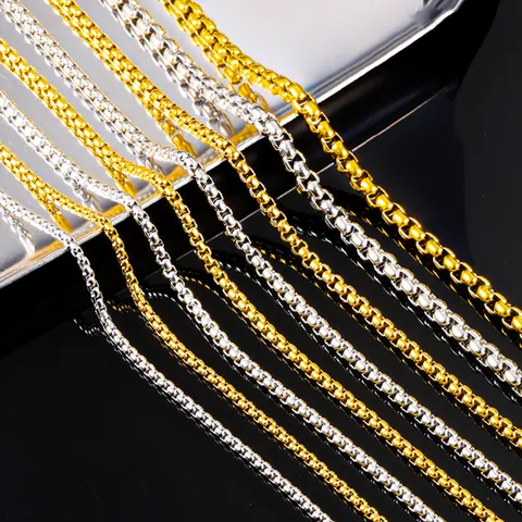Stainless Steel Box Chain For DIY Jewelry Making Gold Silver Plated Venetian Link Chain For Necklace Bracelet Creating