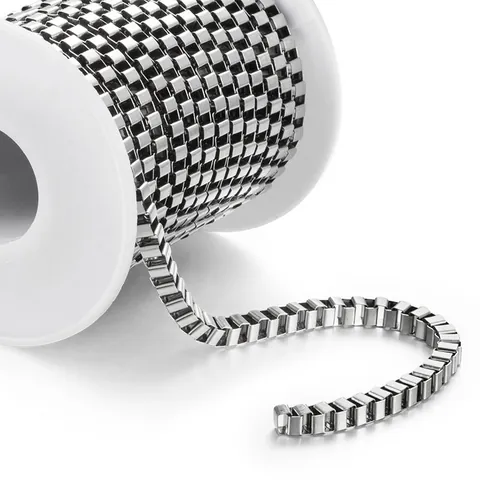 Stainless Steel Box Chain For DIY Necklace Bracelet Making Square Link Venice Chain Jewelry Findings Crafts Accessory