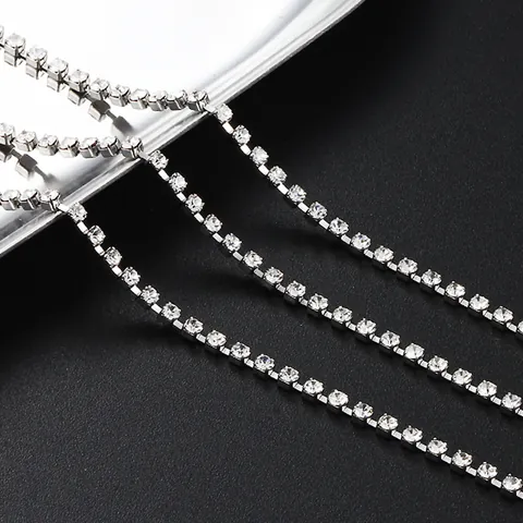 Stainless Steel Rhinestone Claw Chain For DIY Necklace Bracelet Making Fashion Sparkling Drill Jewelry Crafting Supply