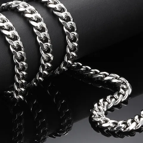 Stainless Steel Six-Sided Polished Thick Cuban Link Chain For DIY Jewelry Making Hip Hop Necklace Bracelet Bag Chain