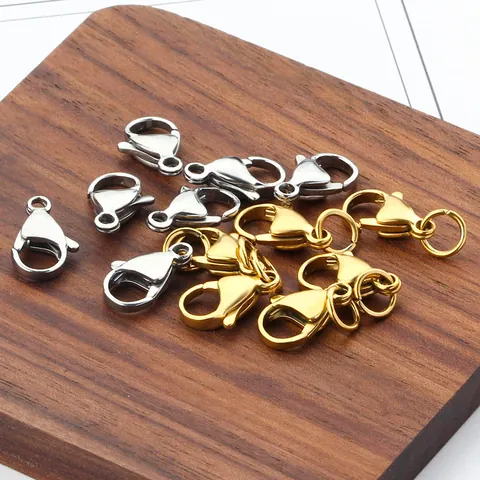 Chiusura a Moschettone in Acciaio Inossidabile Placcato Oro 18K con Anellino Gioielli Fai da Te Collana Bracciale Accessori