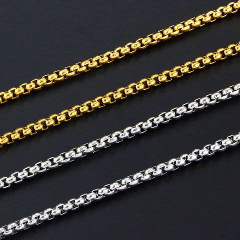 Stainless Steel Box Chain For DIY Jewelry Making Gold Silver Plated Venetian Link Chain For Necklace Bracelet Creating