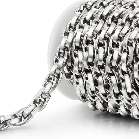 Stainless Steel Flat Twist Chain For DIY Jewelry Making Bulk Cuban Link Chain For Necklaces Bracelets Bag Straps Fashion Metal Chain