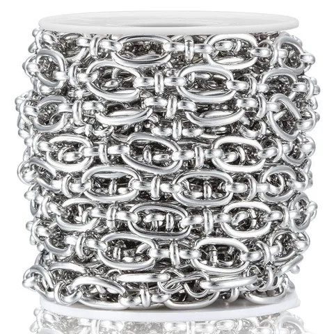 Chaîne en Fil Plat à Clip Ovale en Acier Inoxydable pour DIY Collier Bracelet Accessoires de Bijouterie Chaîne Cuban Link