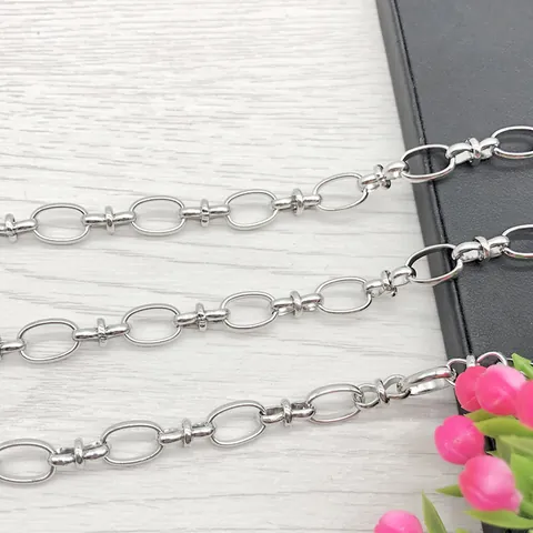 Chaîne en Fil Plat à Clip Ovale en Acier Inoxydable pour DIY Collier Bracelet Accessoires de Bijouterie Chaîne Cuban Link
