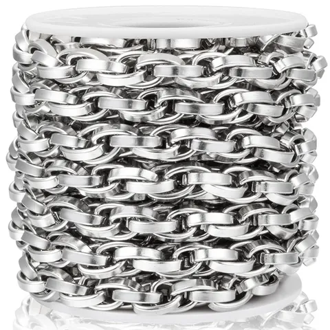 Stainless Steel Flat Twist Chain For DIY Jewelry Making Bulk Cuban Link Chain For Necklaces Bracelets Bag Straps Fashion Metal Chain