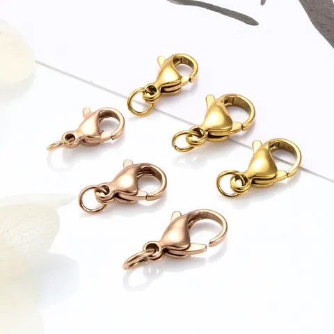 Stainless Steel Lobster Claw Clasps DIY Jewelry Finding Connector For Necklace Bracelet Jewelry Making Accessory Vacuum Plated