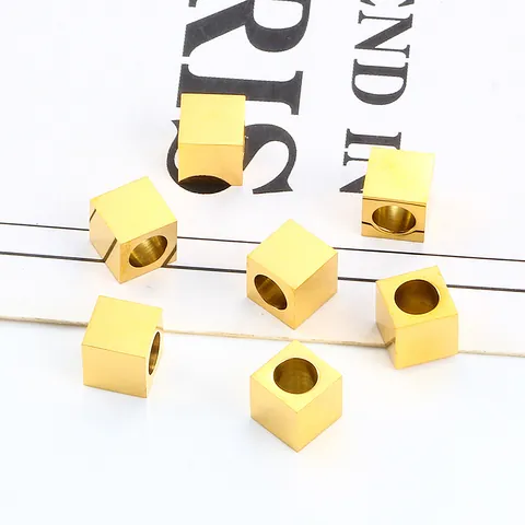 Polished Stainless Steel Square Spacer Beads Cube Loose Beads Components For DIY Bracelet Necklace Jewelry Making Finding