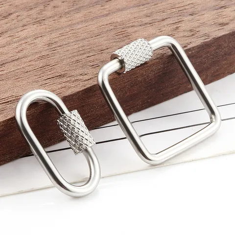 Stainless Steel Oval Square Screw Lock Clasp Connector For DIY Jewelry Making Necklace Bracelet Accessory Findings