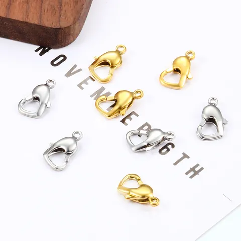 Chiusura a Moschettone in Acciaio Inossidabile a Forma di Cuore Connettore Gioielli Fai da Te Per Collane Bracciali Chiusura Lucida