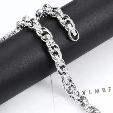 Stainless Steel Twisted Oval Link Chain With Diamond Cut Pattern For DIY Necklace Bracelet Jewelry Making Punk Hip Hop Accessories