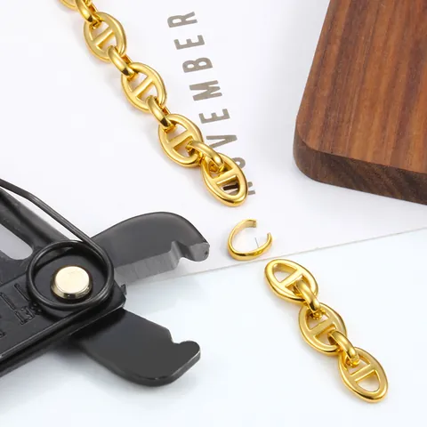 Catena ad Ancora Ovale 3D in Acciaio Inossidabile per Fai da Te Collana Braccialetto Oro Argento Placcato Sottovuoto Gioielli