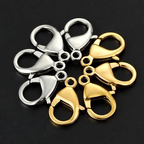 Stainless Steel Lobster Clasp Jewelry Connector Vacuum Gold Plated Polished DIY Bag Keychain Making Findings Accessory