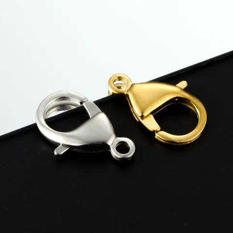 Stainless Steel Lobster Clasp Jewelry Connector Vacuum Gold Plated Polished DIY Bag Keychain Making Findings Accessory