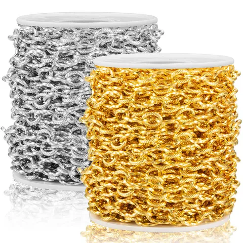 Stainless Steel Twisted Oval Cross Link Chain Gold Silver Plated Jewelry Making Accessories For DIY Necklace Bracelet
