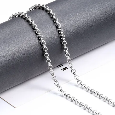 Catena Rolo Tonda in Acciaio Inossidabile 4mm Per Creazione Gioielli Fai da Te Collana Bracciale Moda Semplice Accessori