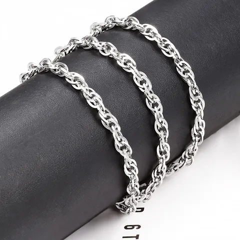 Edelstahl Quadratischer Draht Doppelgewebte Schmuckkette Für DIY Halskette Armband Herstellung Hip Hop Mode Link Accessoire Silberton