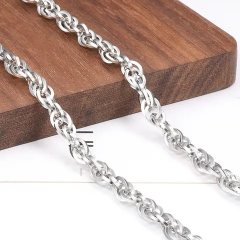 Edelstahl Quadratischer Draht Doppelgewebte Schmuckkette Für DIY Halskette Armband Herstellung Hip Hop Mode Link Accessoire Silberton
