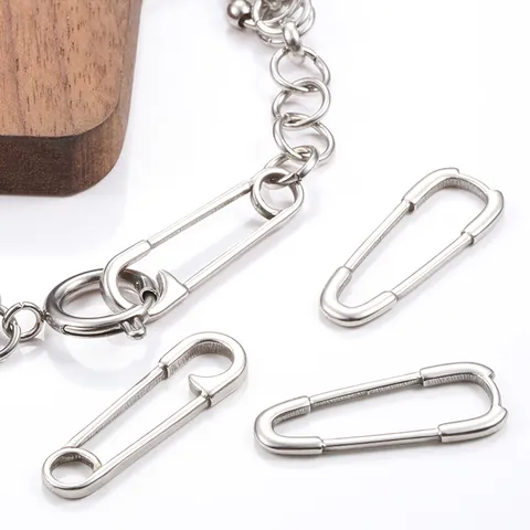Minimalist Stainless Steel Paperclip Safety Pin Pendant Charms DIY Necklace Bracelet Connection Accessories For Jewelry Making Jewelry Findings