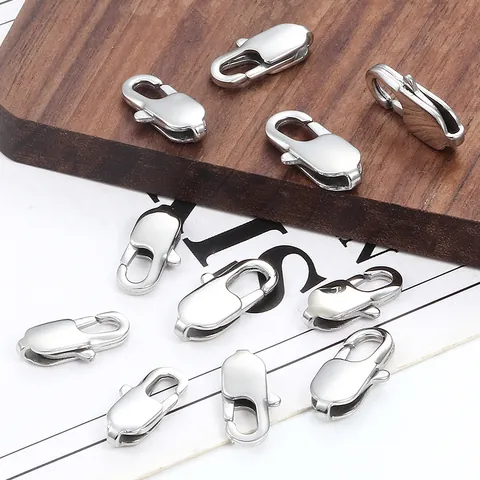 High Polished Stainless Steel Square Lobster Clasp Jewelry Connector For DIY Necklace Bracelet Making Large Cuban Style Findings