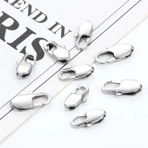 High Polished Stainless Steel Square Lobster Clasp Jewelry Connector For DIY Necklace Bracelet Making Large Cuban Style Findings