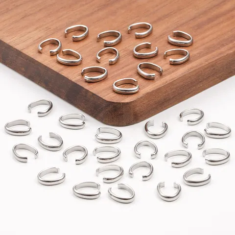 Stainless Steel Oval Connector Jewelry Making Findings For DIY Necklace Bracelet Open Rings Silver Tone Accessories