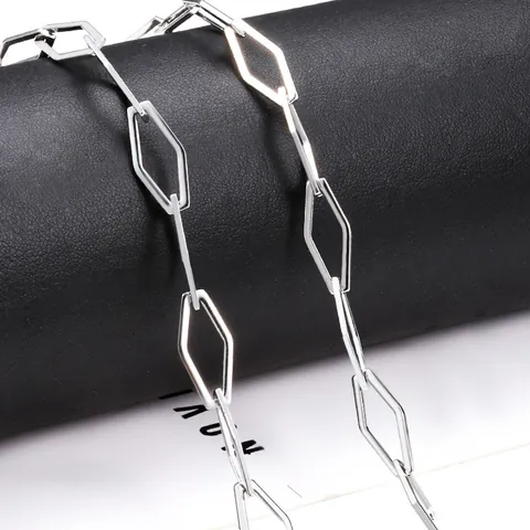 Stainless Steel Diamond Shaped Chain DIY Jewelry Making Accessories Punk Hip Hop Necklace Bracelet Link Chain Findings