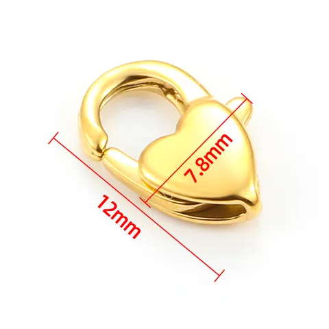 Chiusura a Moschettone a Forma di Cuore in Acciaio Inossidabile Placcato Oro 18K per Fai da Te Collana Bracciale