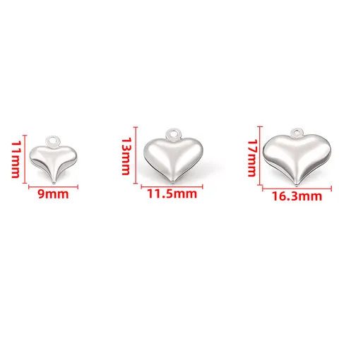 Pendente a Cuore Cavo in Acciaio Inossidabile Accessori per Creazione Gioielli DIY Collana Bracciale Cuore Lucidato Non Sbiadisce Ipoallergenico Donna