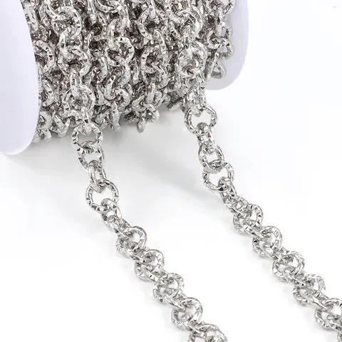 DIY Stainless Steel Embossed Round O-Chain For Necklace Bracelet Making Punk Diamond Cut Textured Jewelry Findings Accessory