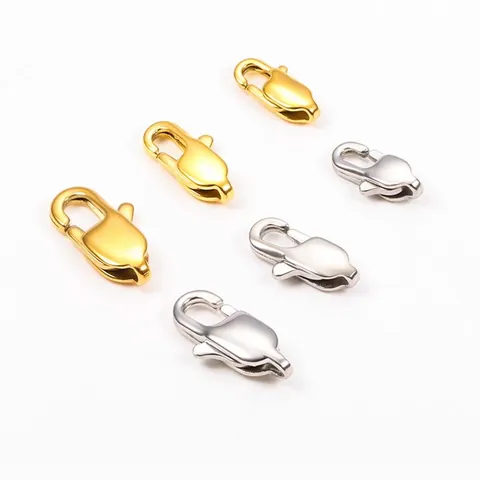 Square Stainless Steel Lobster Clasp DIY Jewelry Connector For Necklace Bracelet Making 18K Gold Plated Polished Jewelry Findings