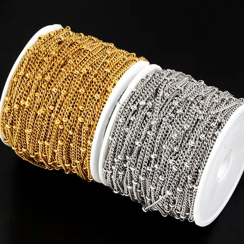 Stainless Steel Satellite Bead Chain For DIY Jewelry Making Gold Silver Minimalist Necklace Bracelet Findings Chain