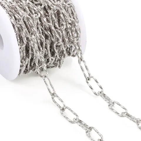Catena a Maglie Ovali in Acciaio Inossidabile con Texture Martellata per DIY Collane Bracciali Gioielli Accessori per Donna Uomo