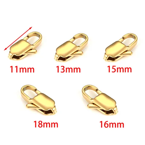 Square Stainless Steel Lobster Clasp DIY Jewelry Connector For Necklace Bracelet Making 18K Gold Plated Polished Jewelry Findings