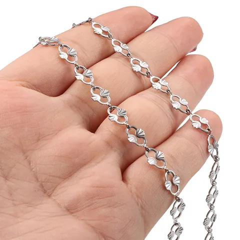 Stainless Steel Sunflower Oval Chain For DIY Jewelry Making Punk Shell Petal Link Necklace Bracelet Components Steel Color Accessory