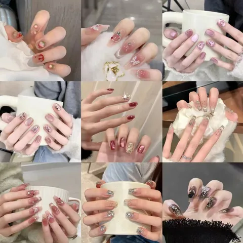 Uñas Postizas de Mariposa 3D con Diamantes Kit Degradado Ojo de Gato de Resina para Mujer Fiesta Diario Manicura DIY