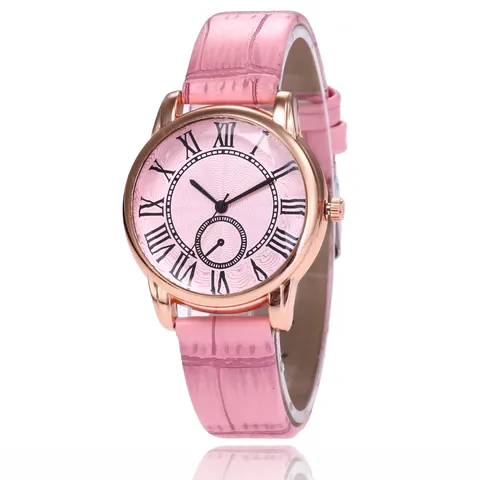 Classic Casual Quartz Watch For Women Men Roman Numerals Wave Pattern Dial Crocodile Texture Faux Leather Strap Alloy Case Wristwatch Gift