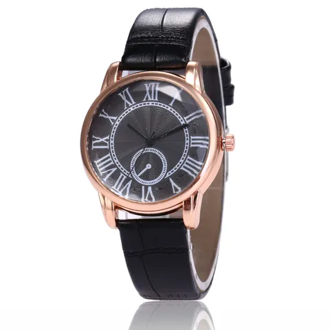 Classic Casual Quartz Watch For Women Men Roman Numerals Wave Pattern Dial Crocodile Texture Faux Leather Strap Alloy Case Wristwatch Gift