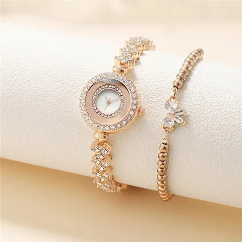 Lussuoso Orologio al Quarzo da Donna con Strass e Set di Bracciali Elegante Orologio da Polso con Catena in Lega e Ciondolo a Farfalla Regalo