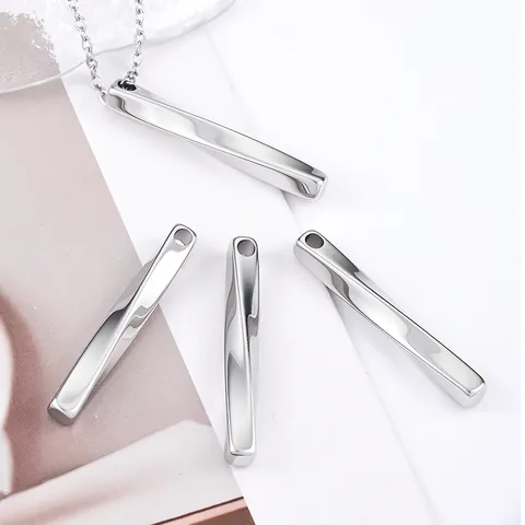 Pendentif Barre Möbius en Spirale en Acier Inoxydable Sans Chaîne Minimaliste Bâton Torsadé Charme Géométrique pour Fabrication Bijoux DIY
