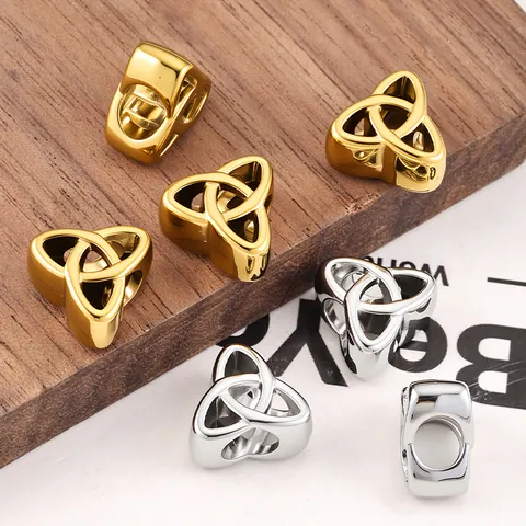 Stainless Steel Celtic Knot Triquetra Beads Hollow Triangle Large Hole Spacer Beads For DIY Jewelry Making Accessories