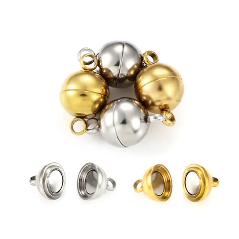 Chiusure Magnetiche In Acciaio Inossidabile A Sfera Per Creazione Di Gioielli DIY Collana Bracciale Connettori Lucido Oro Argento