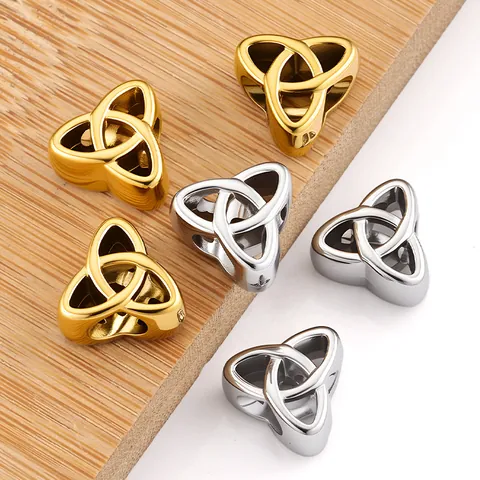 Stainless Steel Celtic Knot Triquetra Beads Hollow Triangle Large Hole Spacer Beads For DIY Jewelry Making Accessories