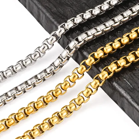 6mm Edelstahl Box-Kette Für DIY Schmuckherstellung 18K Vergoldet Vakuumgalvanisiert Halsketten Zubehör