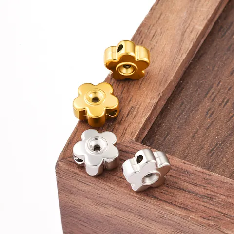 Perline Distanziatrici a Fiore in Acciaio Inossidabile Placcato Oro 18K per Fai da Te Creazione di Gioielli Collane Bracciali Accessori Perline Floreali Metalliche