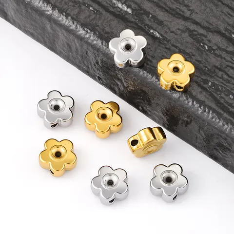Perline Distanziatrici a Fiore in Acciaio Inossidabile Placcato Oro 18K per Fai da Te Creazione di Gioielli Collane Bracciali Accessori Perline Floreali Metalliche