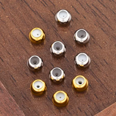 Stainless Steel Silicone Slider Positioning Beads For DIY Jewelry Making Gold Silver Plated Round Adjustable Polish Accessory