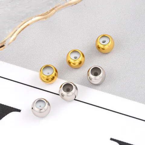 Stainless Steel Silicone Slider Positioning Beads For DIY Jewelry Making Gold Silver Plated Round Adjustable Polish Accessory